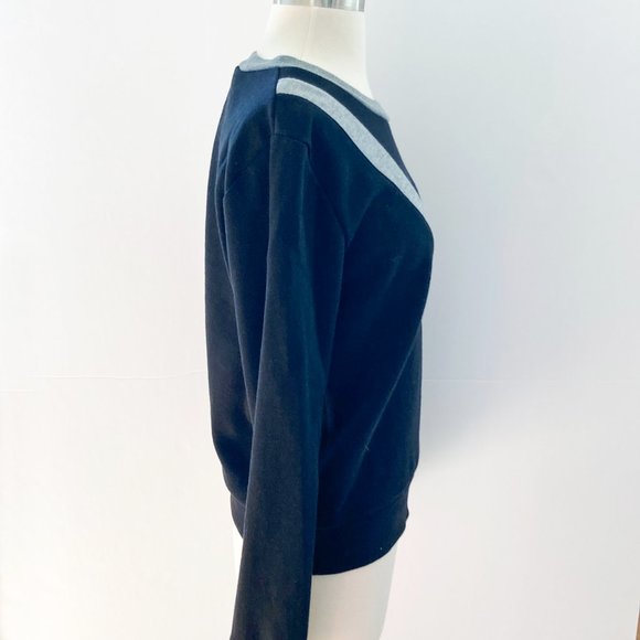 J.CREW Varsity Colorblock Sweatshirt, Black/Grey, S - Picture 5 of 9